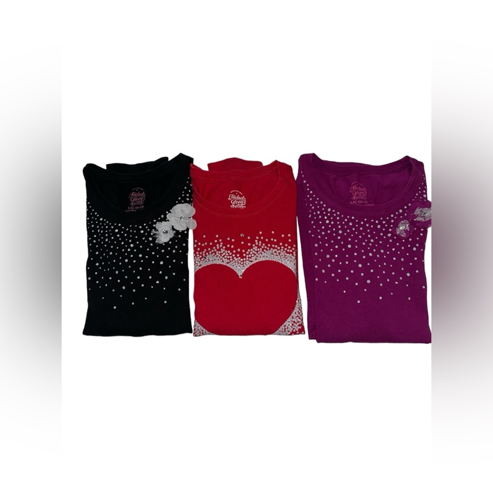 Faded Glory bundle of 3-pcs Girls long sleeves top size Large (10-12)